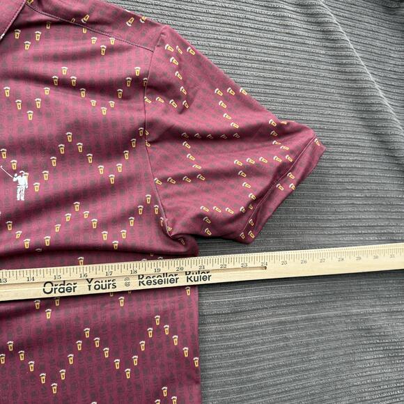 William Murray Polo Shirt Mens Large Burgundy Beer Glass Pattern Golf Button Up - Picture 5 of 8